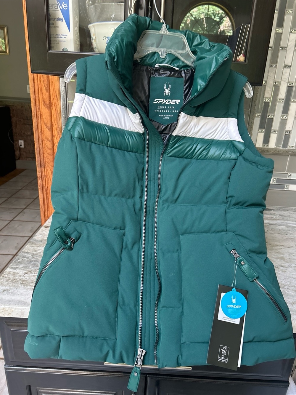Spyder Women's Eastwood Duck Down EXO Shield Waterproof Vest M Green NWT $249